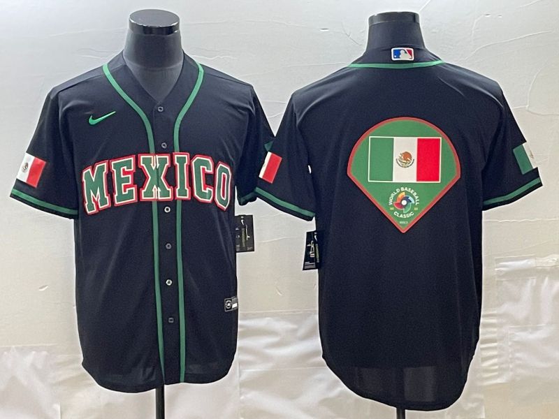 Men 2023 World Cub Mexico Blank Black green Nike MLB Jersey1
